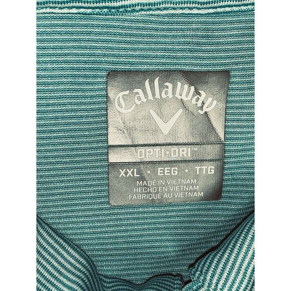 Mens Callaway Golf Size 2XL Short Sleeve Opti-Dri Polo Shirt Aqua Green - Picture 3 of 9